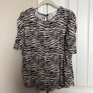 LOFT Black and Cream Zebra Print Women's Top Size M